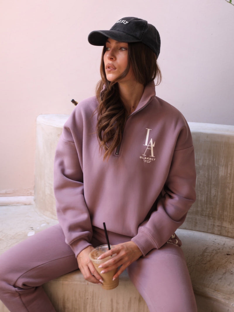 Studio 1/4 Zip Jumper - Dusty Pink