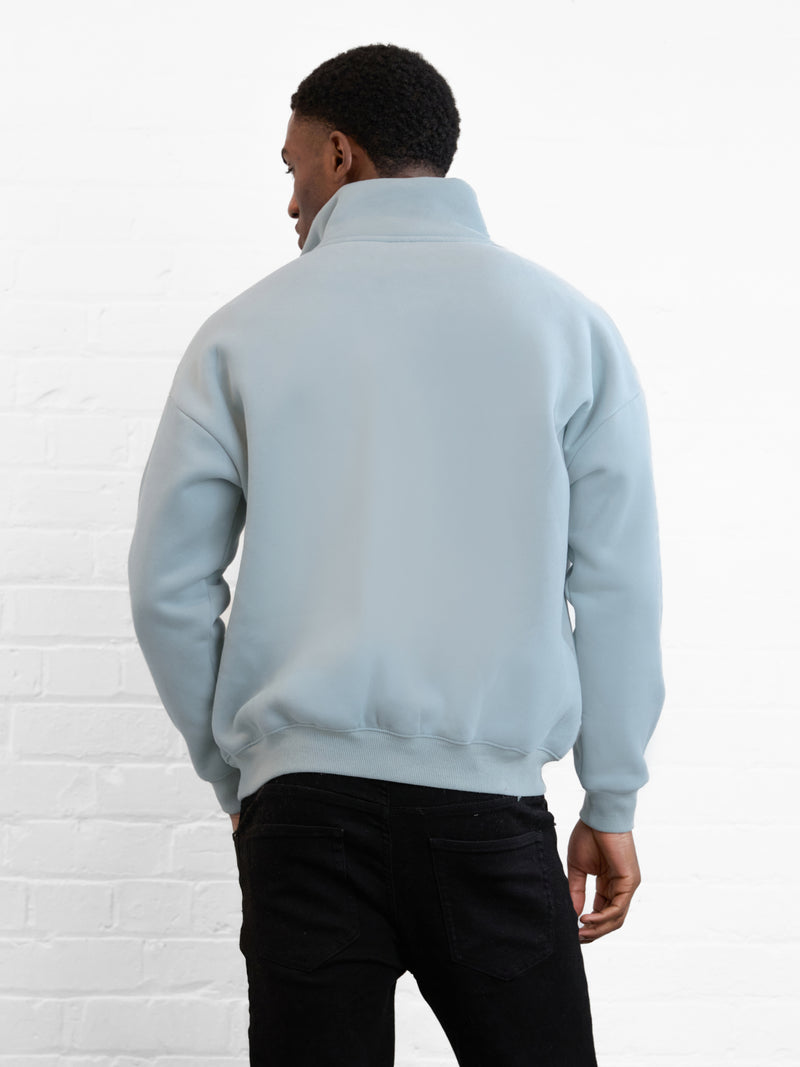 Outline Varsity 1/4 Zip Up Jumper - Mineralblau