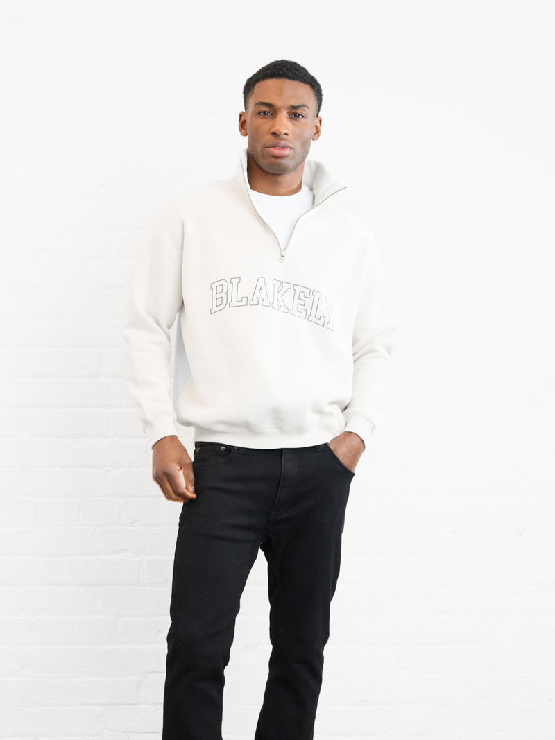 Outline Varsity 1/4 Zip Up Jumper - Kreide