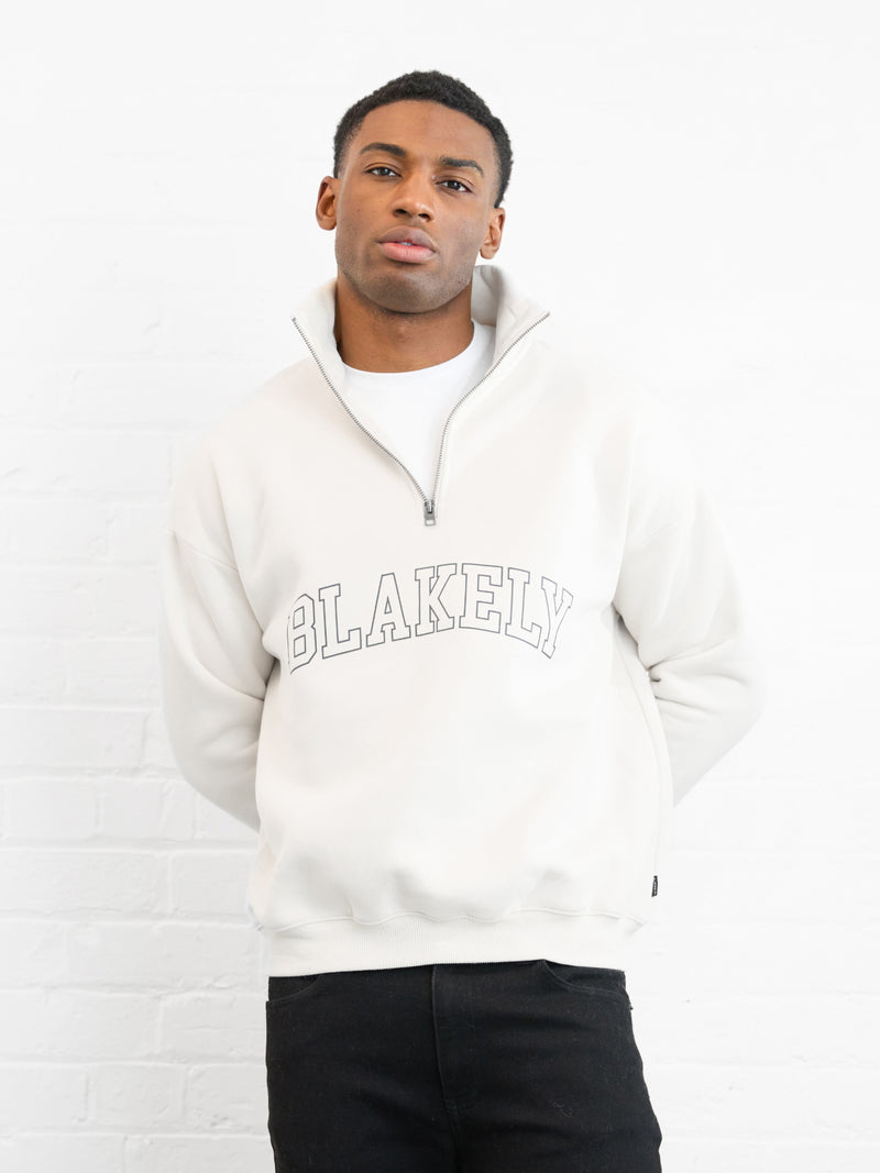 Outline Varsity 1/4 Zip Up Jumper - Kreide