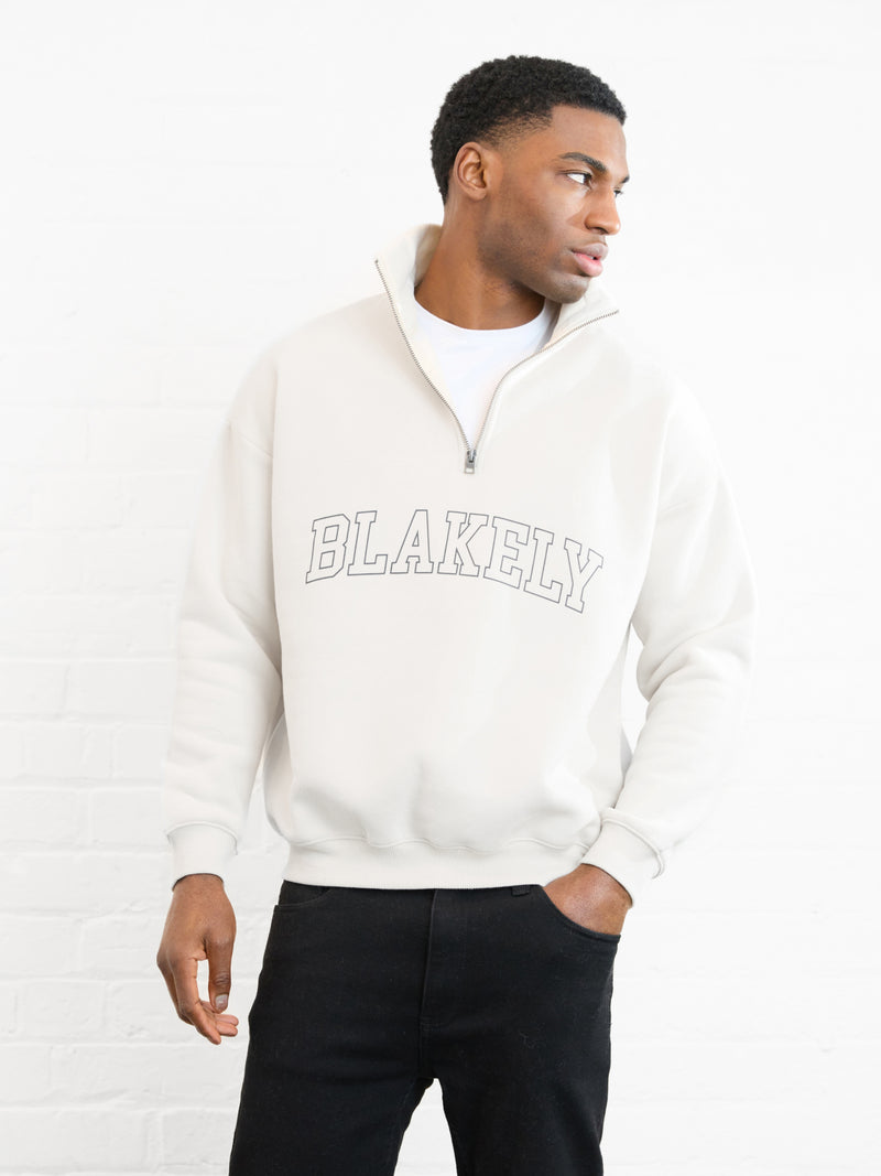 Outline Varsity 1/4 Zip Up Jumper - Kreide