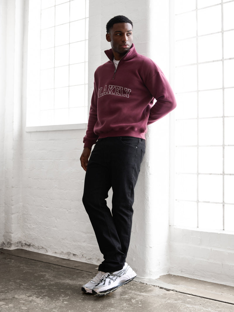 Outline Varsity 1/4 Zip Up Jumper - Alter Burgunder