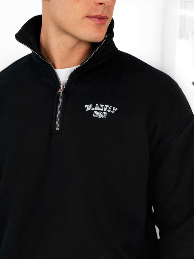 Miles Relaxed 1/4 Zip Jumper - Black