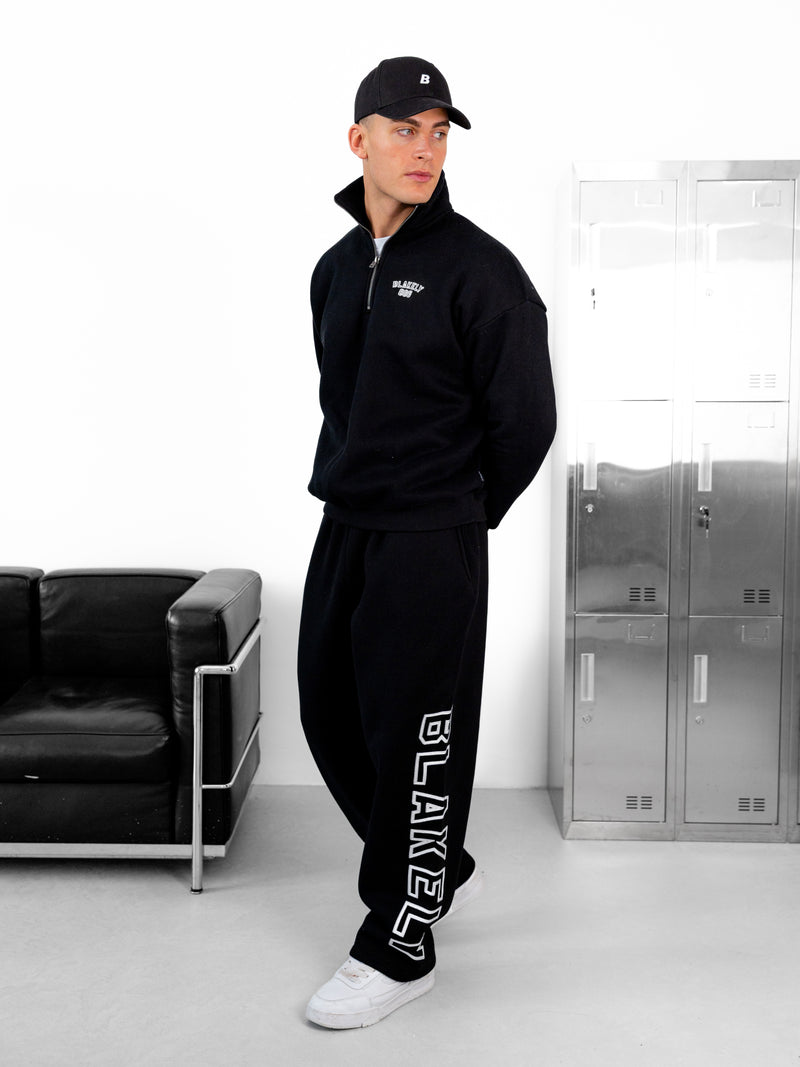 Miles Relaxed 1/4 Zip Jumper - Black