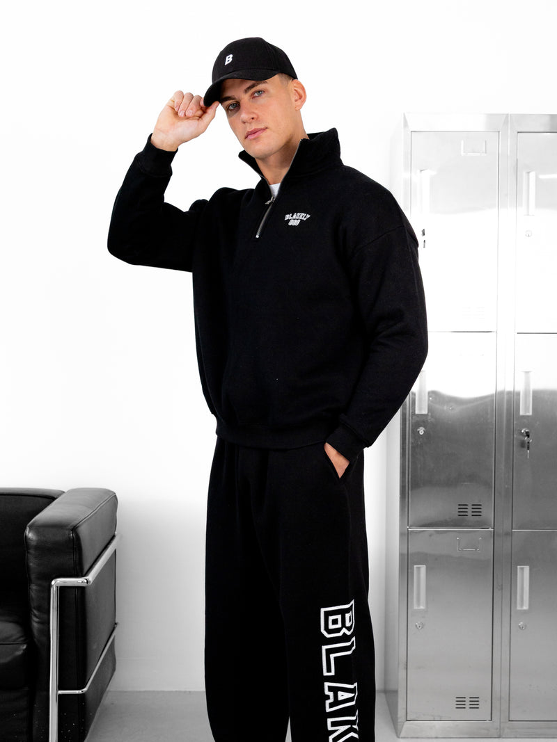 Miles Relaxed 1/4 Zip Jumper - Black