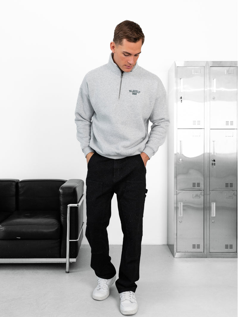 Miles Relaxed 1/4 Zip Jumper - Mergelgrau