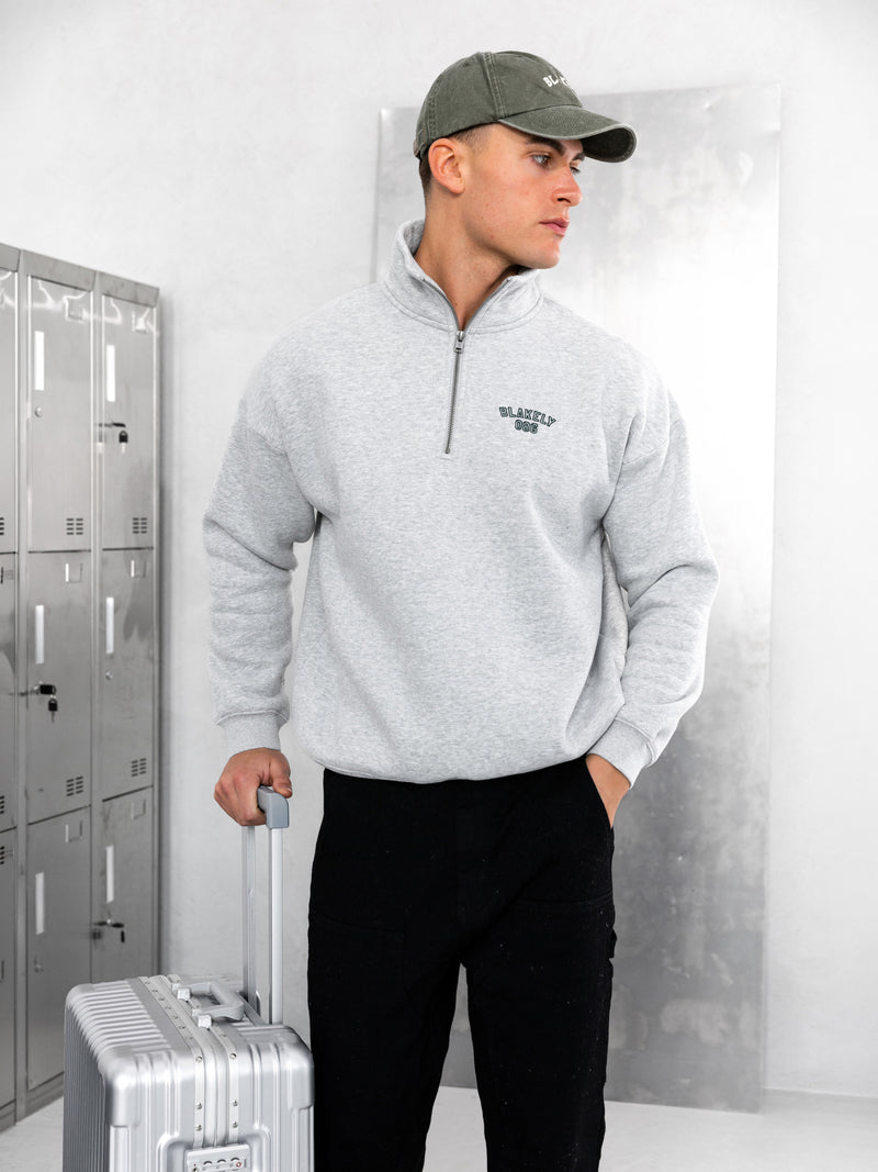 Miles Relaxed 1/4 Zip Jumper - Mergelgrau