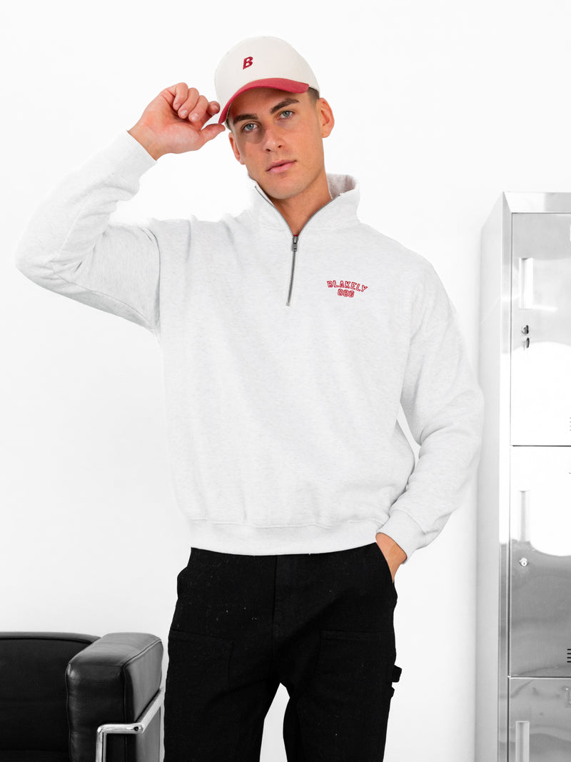 Miles Relaxed 1/4 Zip Jumper - Mergelweiß