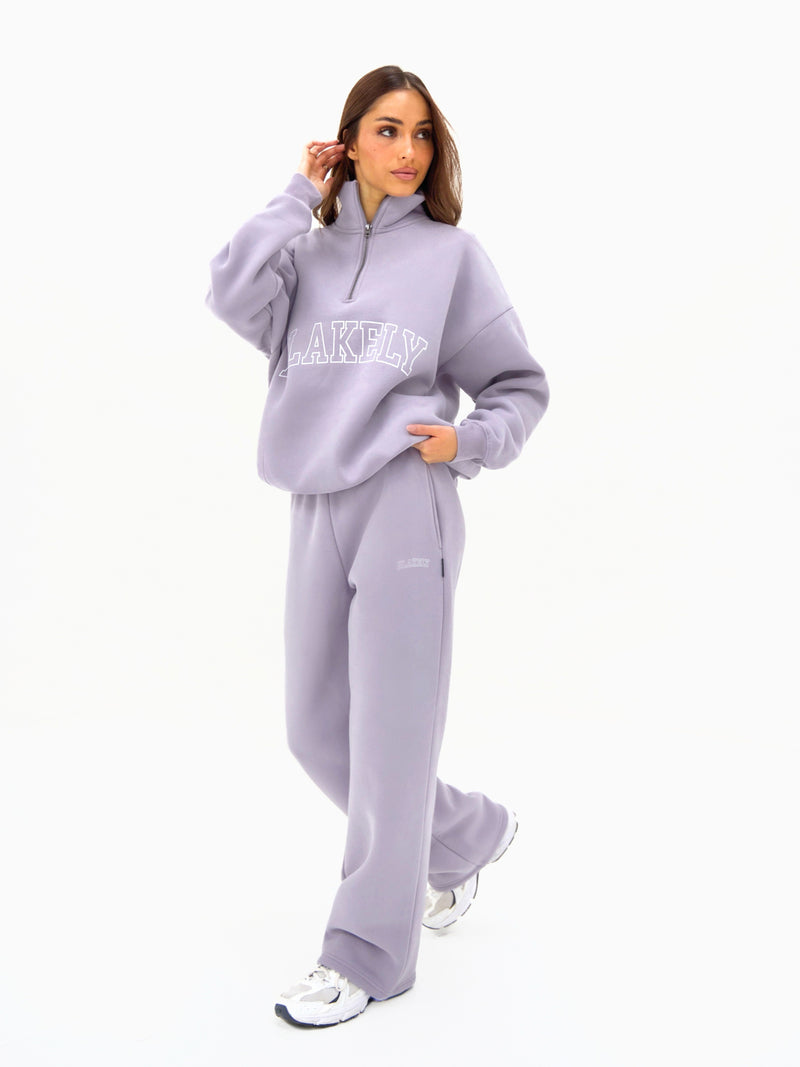 Outline Varsity 1/4 Zip Jumper - Gewassen lila