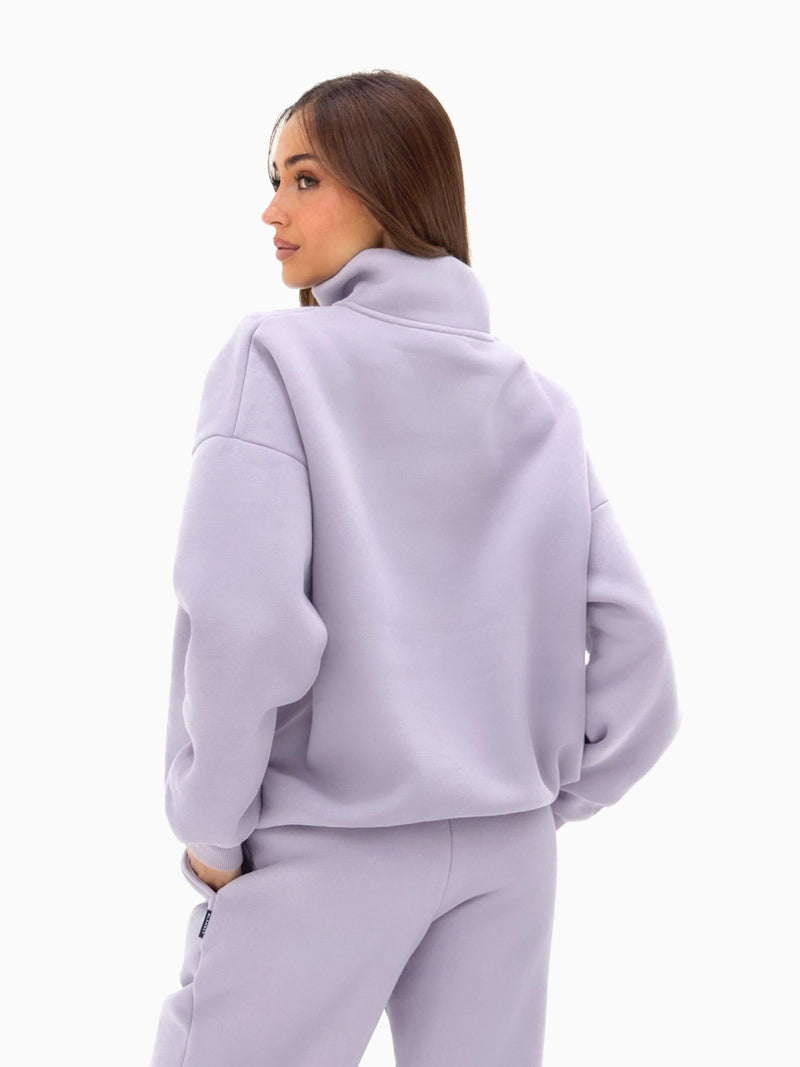 Outline Varsity 1/4 Zip Jumper - Gewassen lila