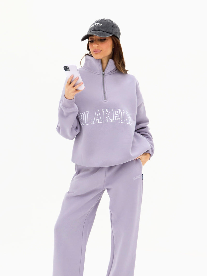Outline Varsity 1/4 Zip Jumper - Gewassen lila