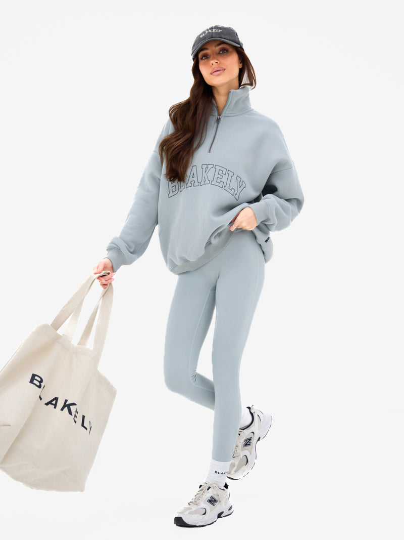 Outline Varsity 1/4 Zip Jumper - Mineraalblauw