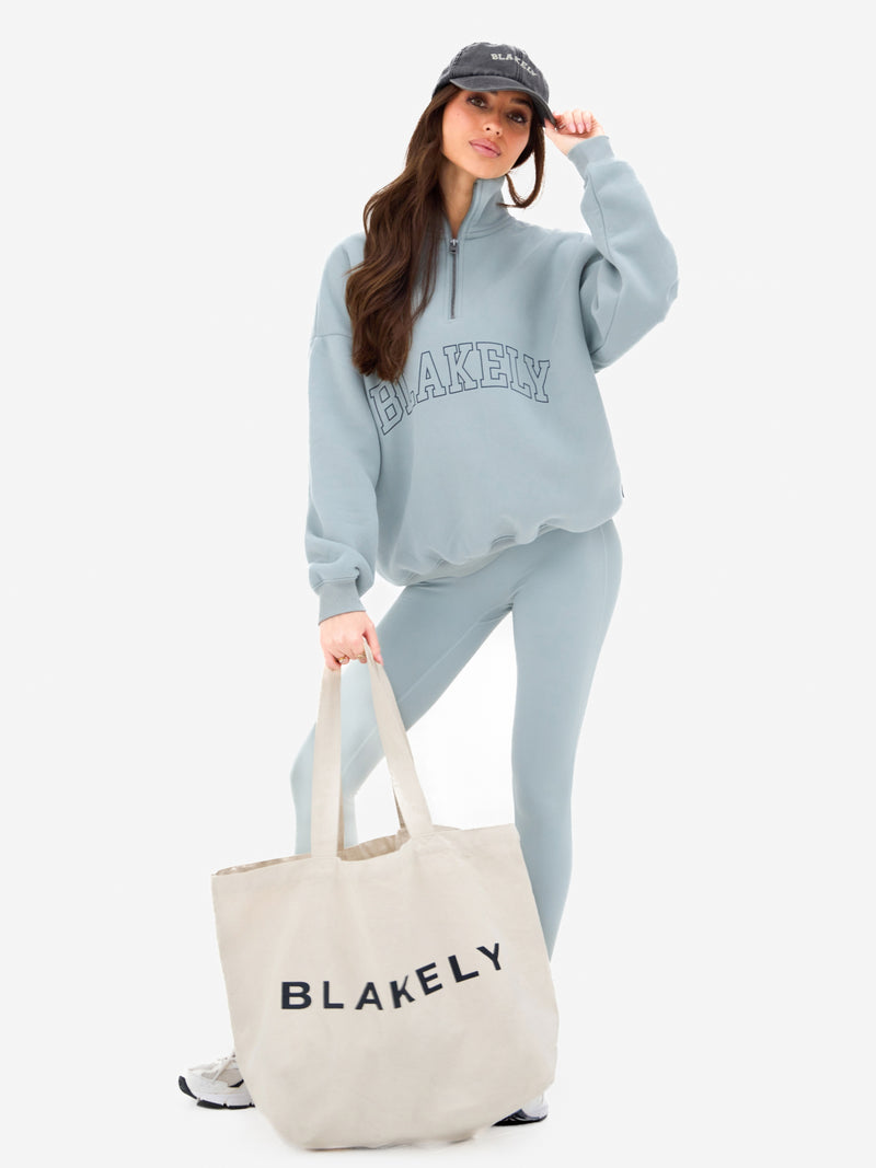 Outline Varsity 1/4 Zip Jumper - Mineraalblauw