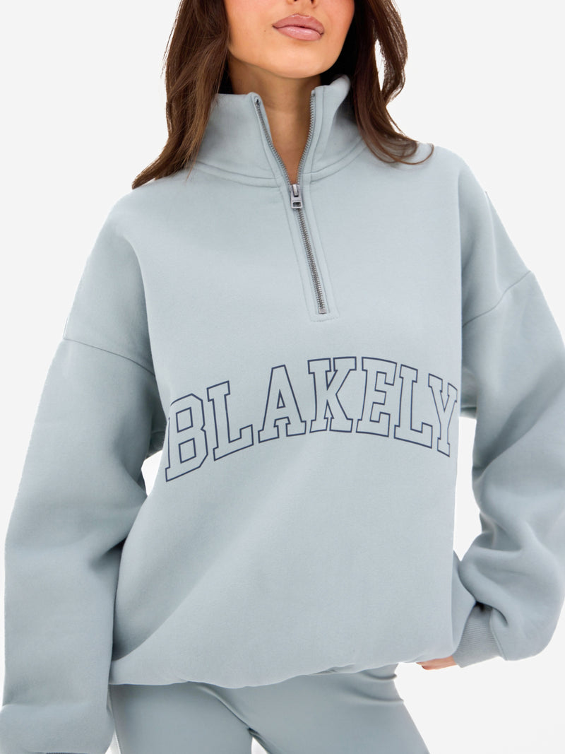 Outline Varsity 1/4 Zip Jumper - Mineraalblauw