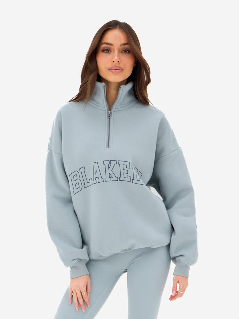 Outline Varsity 1/4 Zip Jumper - Mineraalblauw