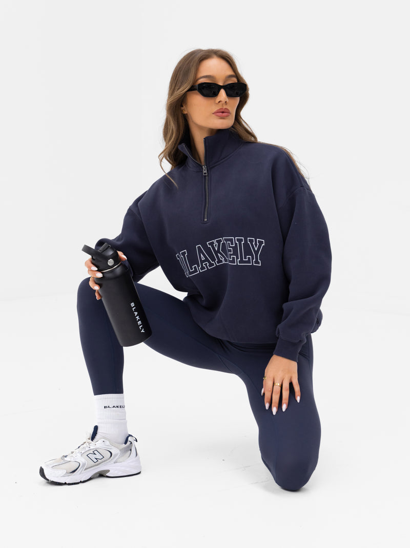 Outline Varsity 1/4 Zip Jumper - Echte marine