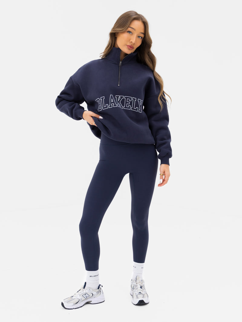 Outline Varsity 1/4 Zip Jumper - Echte marine