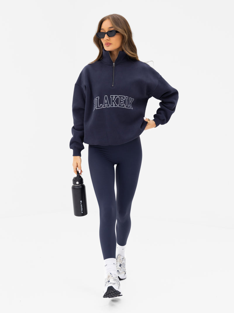 Outline Varsity 1/4 Zip Jumper - Echte marine