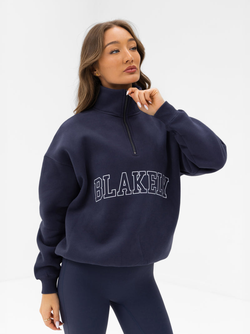 Outline Varsity 1/4 Zip Jumper - Echte marine