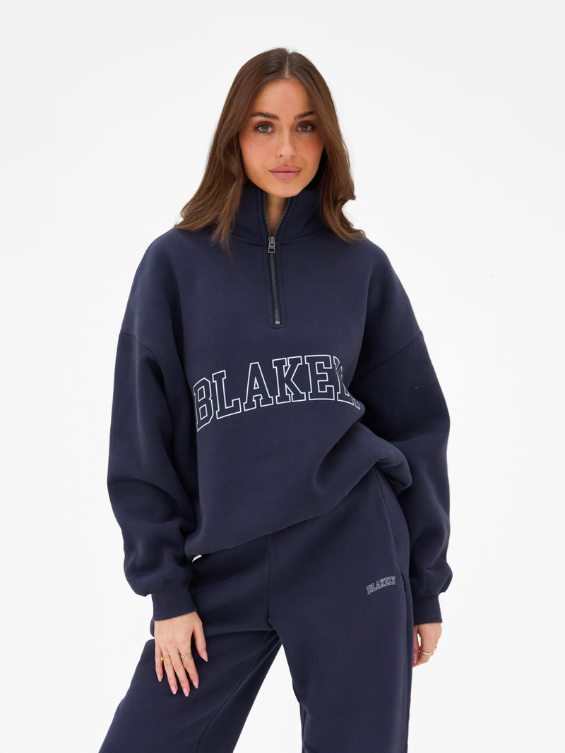 Outline Varsity 1/4 Zip Jumper - Echte marine