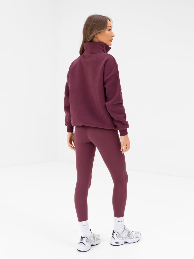 Outline Varsity 1/4 Zip Jumper - Oud Bourgondië