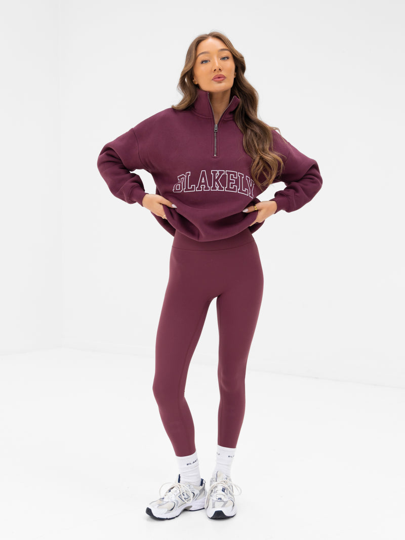 Outline Varsity 1/4 Zip Jumper - Oud Bourgondië