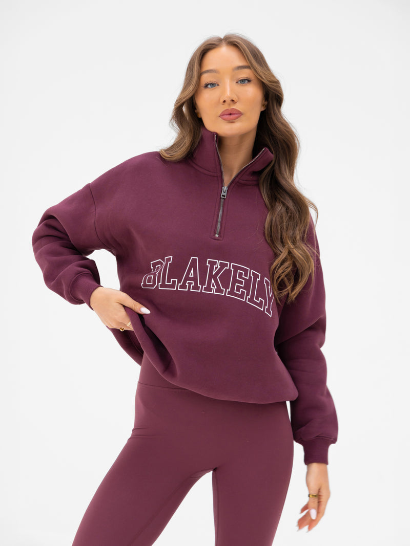 Outline Varsity 1/4 Zip Jumper - Oud Bourgondië