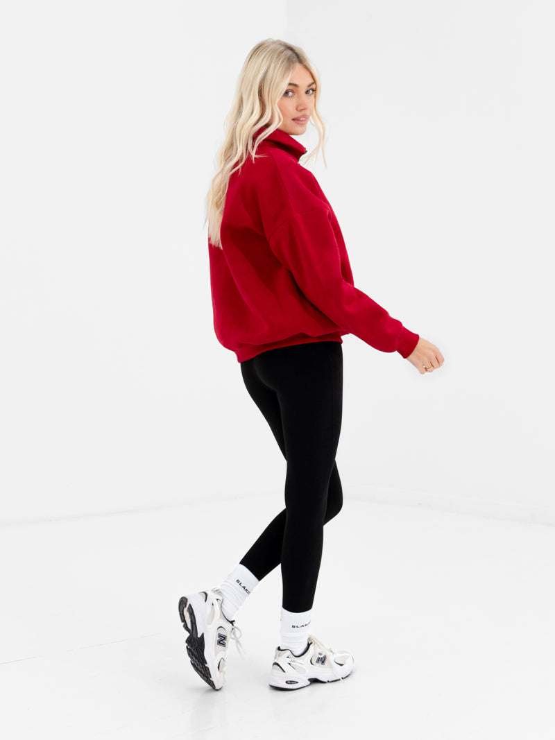 Alexis 1/4 Zip Jumper - Cherry Red