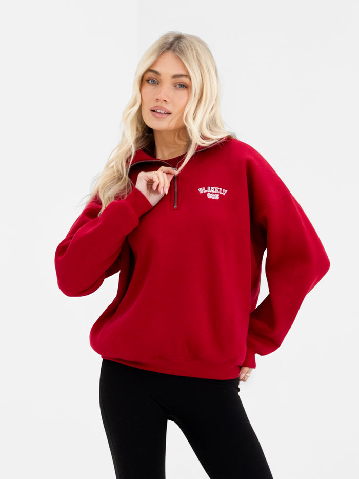 Alexis 1/4 Zip Jumper - Cherry Red
