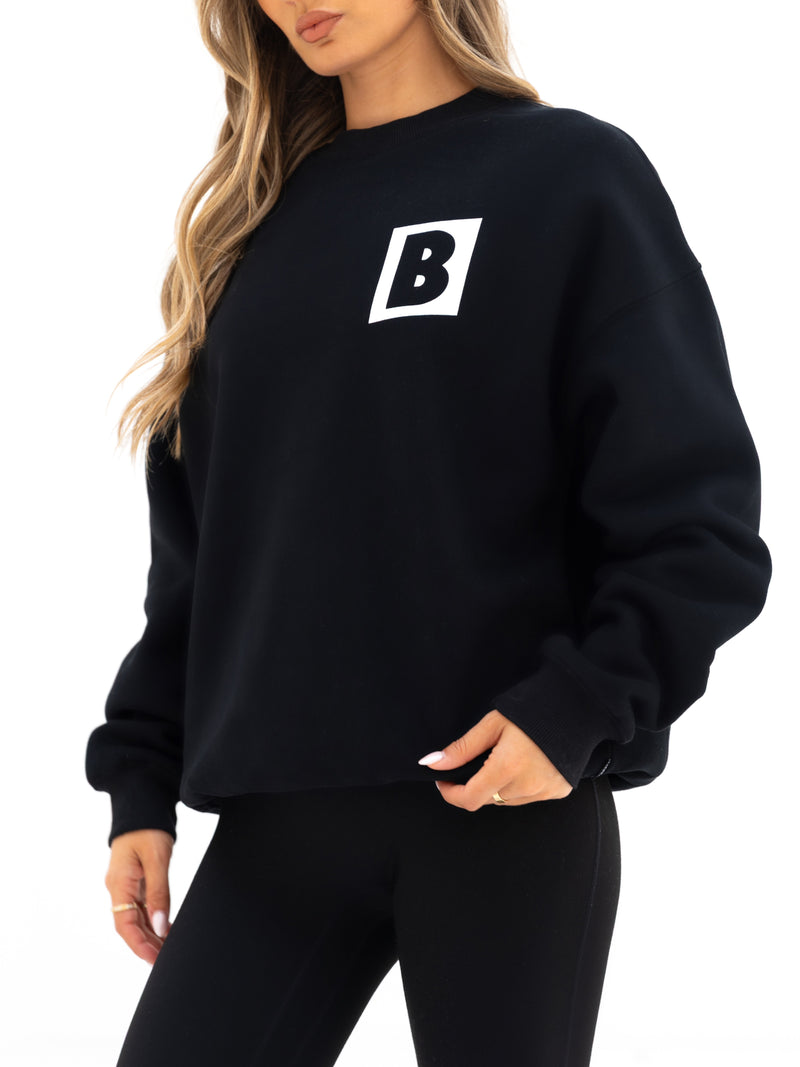 Offset Oversized Jumper - Black