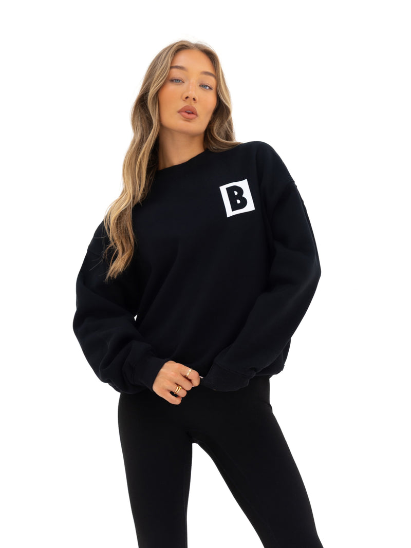 Offset Oversized Jumper - Black