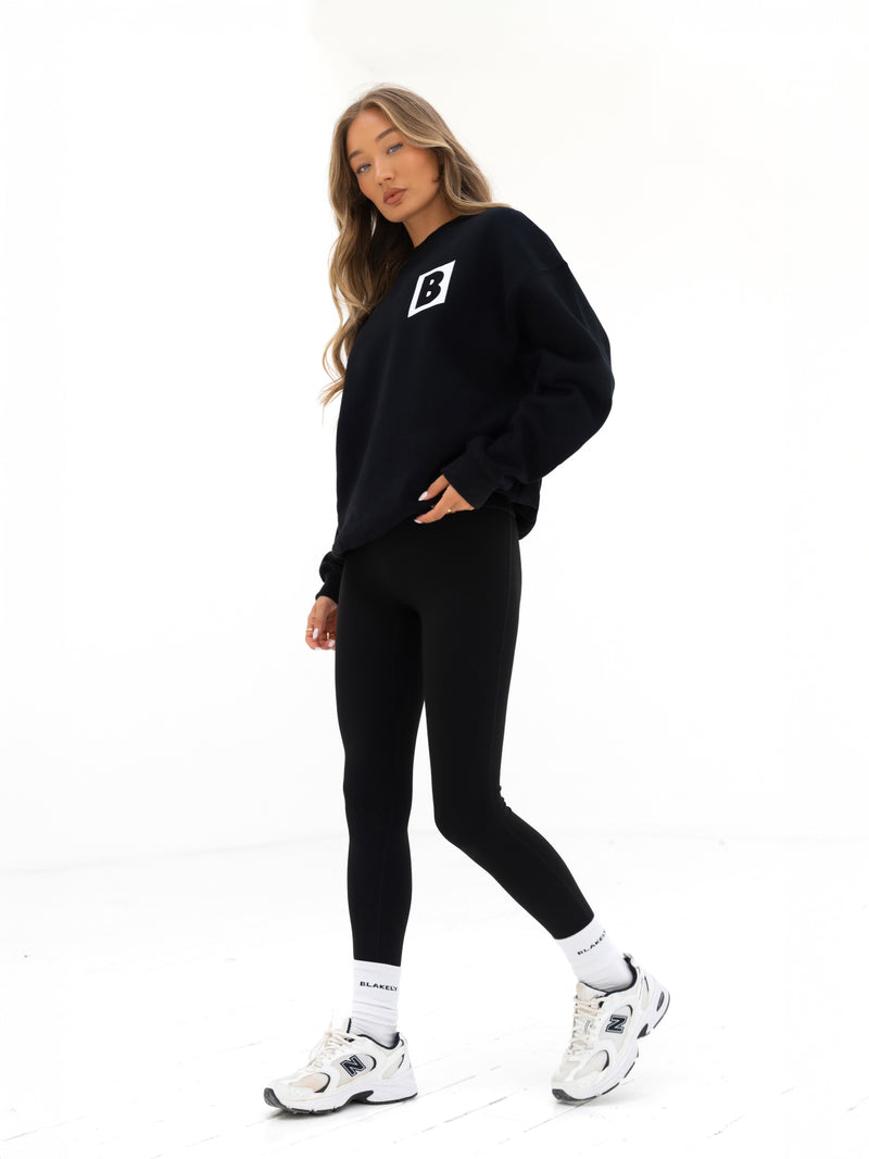 Offset Oversized Jumper - Black