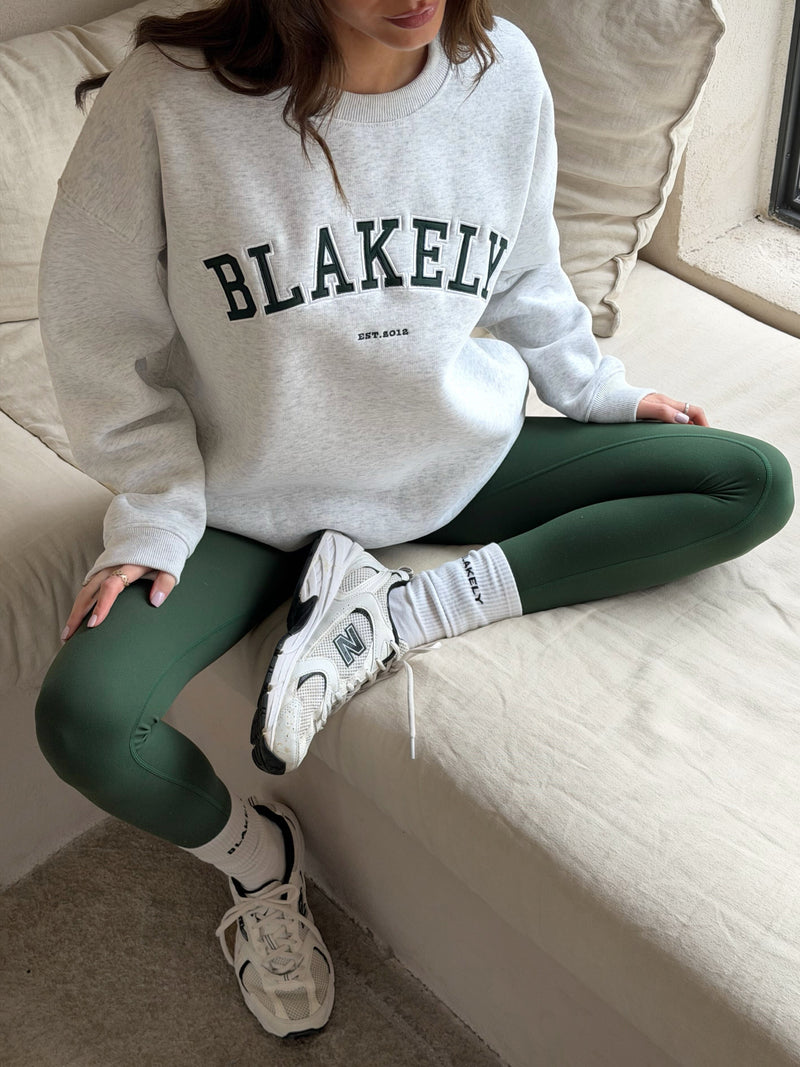 Varsity Oversized Jumper - Mergelweiß & Dunkelgrün