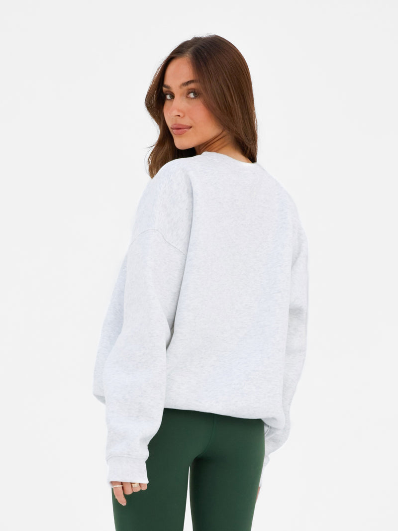 Varsity Oversized Jumper - Mergelweiß & Dunkelgrün
