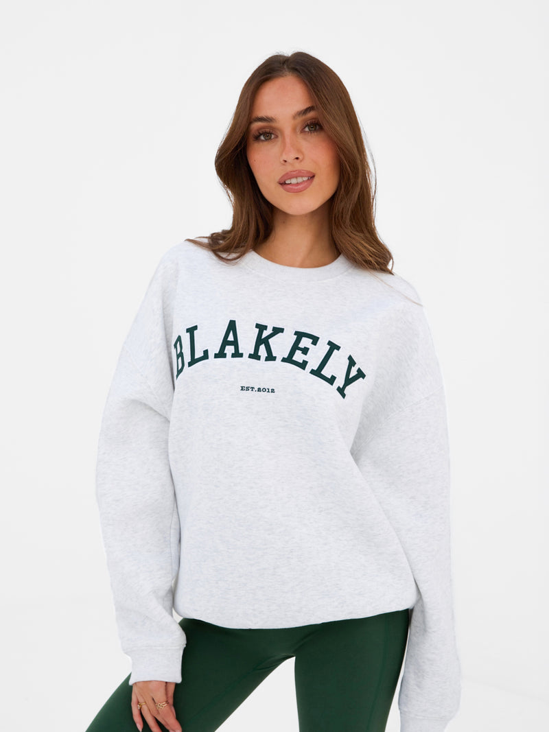 Varsity Oversized Jumper - Mergelweiß & Dunkelgrün