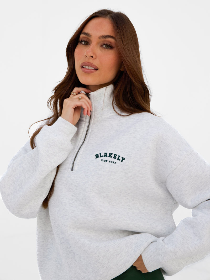 Heritage 1/4 Zip Jumper - Marl White & Deep Green