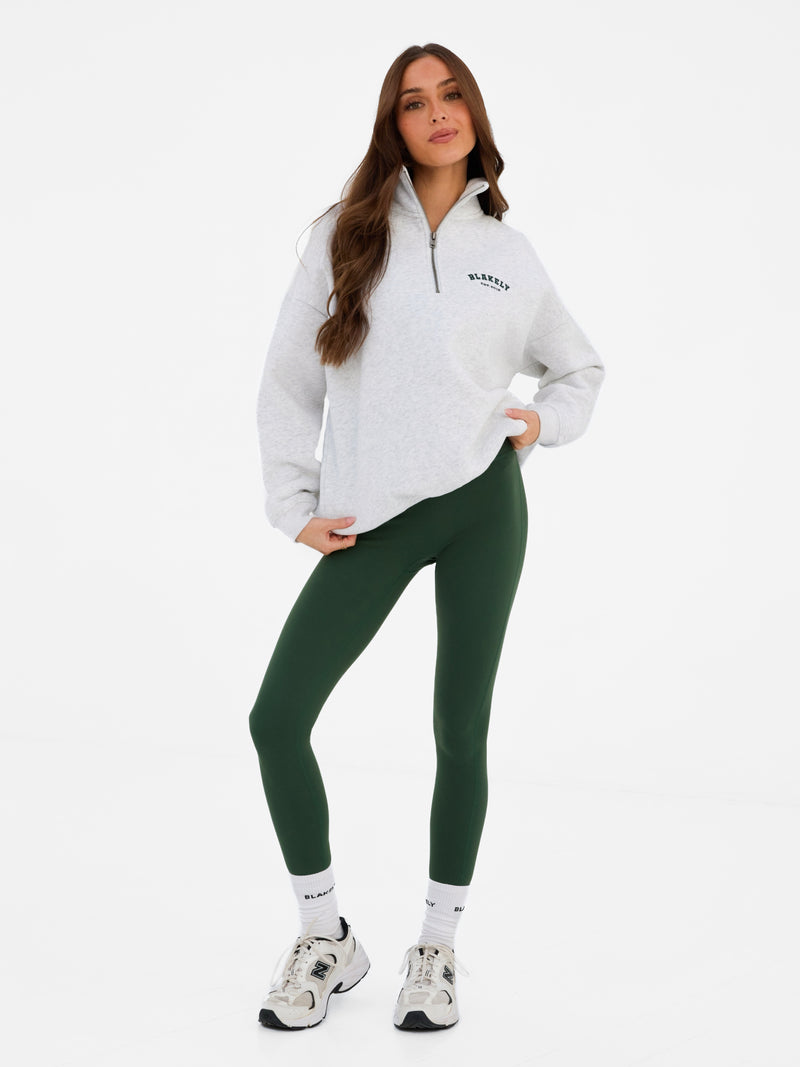 Heritage 1/4 Zip Jumper - Marl White & Deep Green