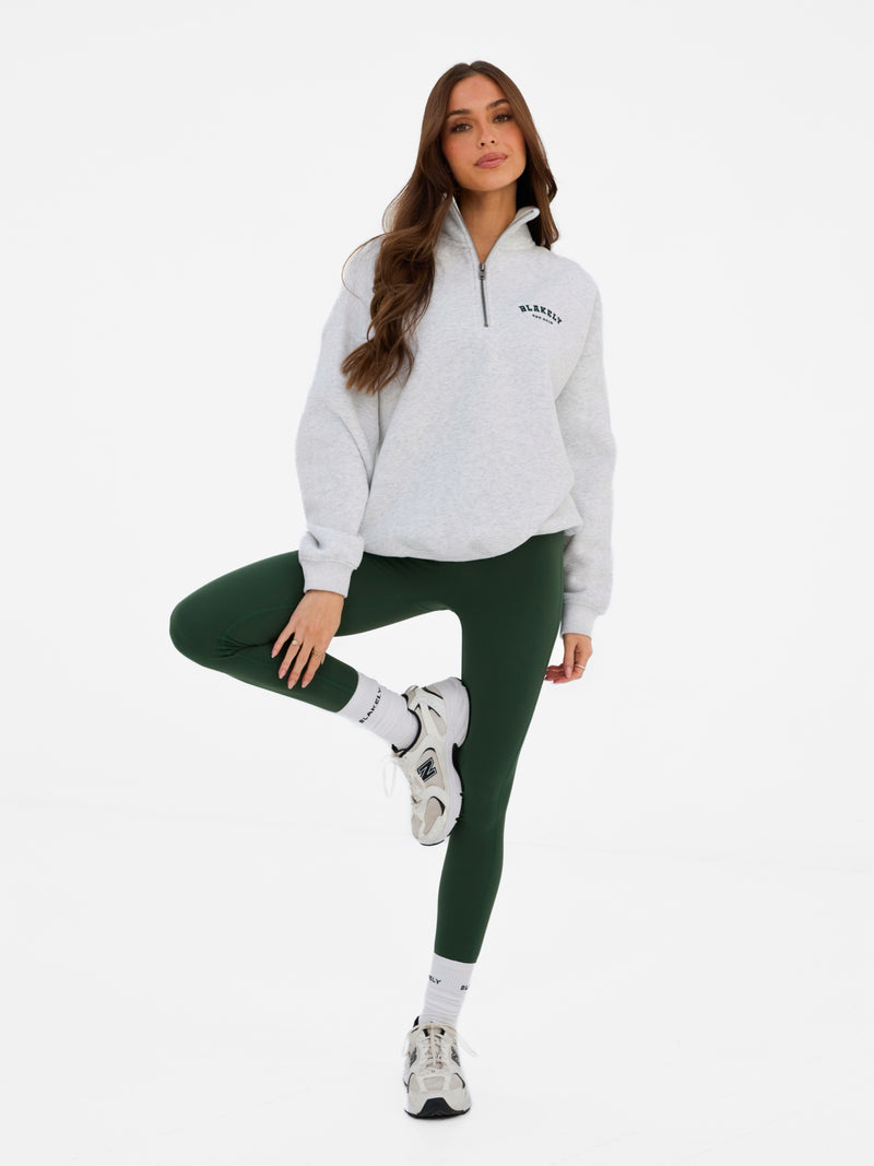 Heritage 1/4 Zip Jumper - Marl White & Deep Green