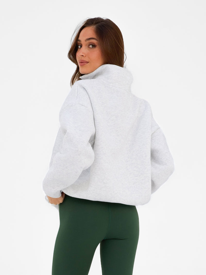 Heritage 1/4 Zip Jumper - Marl White & Deep Green
