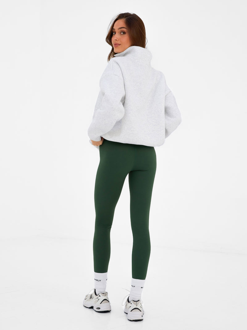 Heritage 1/4 Zip Jumper - Marl White & Deep Green