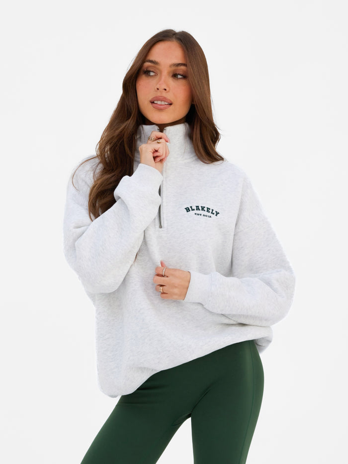 Heritage 1/4 Zip Jumper - Mergelwit & Diepgroen