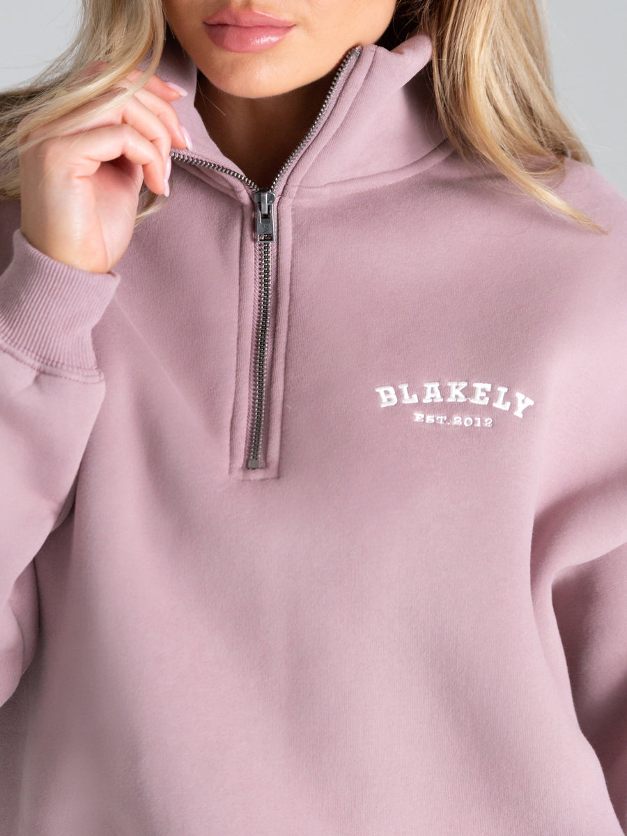 Heritage 1/4 Zip Jumper - Dusty Pink