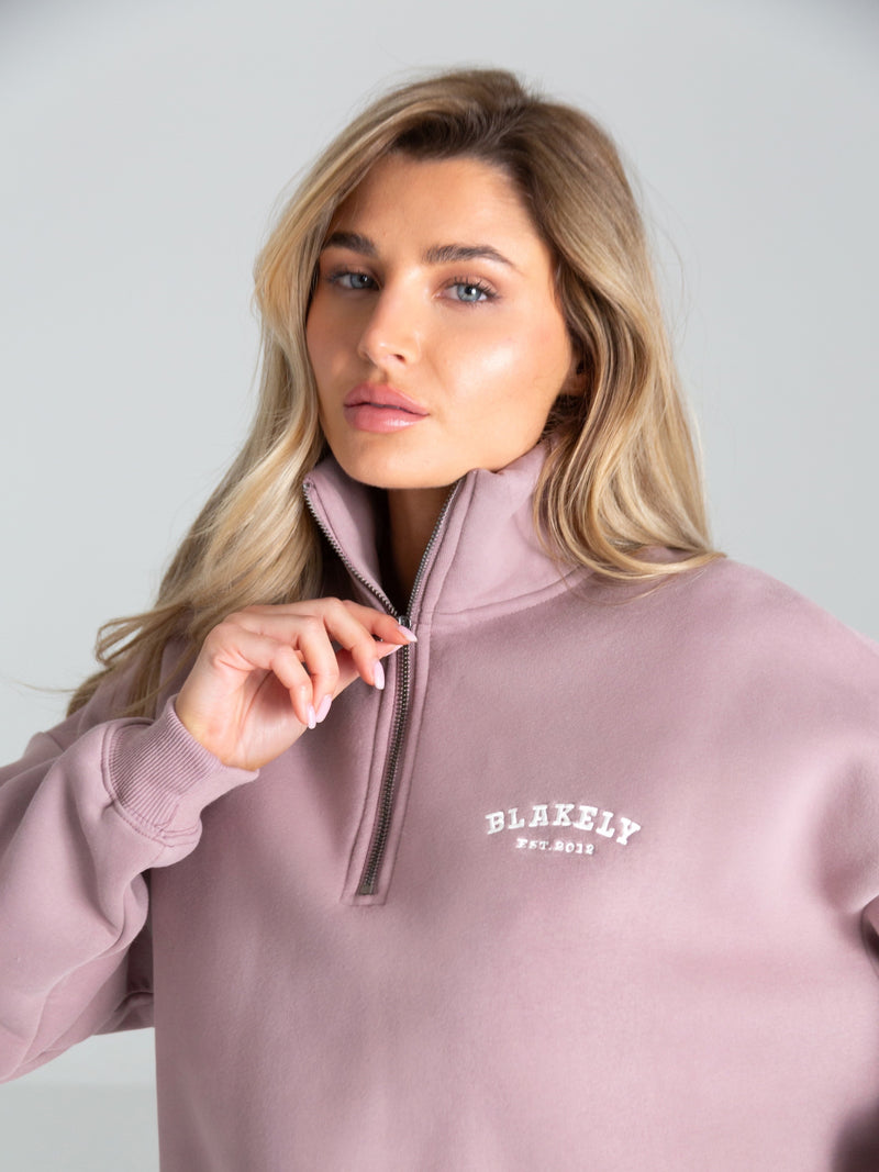 Heritage 1/4 Zip Jumper - Dusty Pink