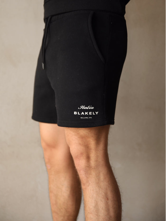 Italia Relaxed Jogger Shorts - Black