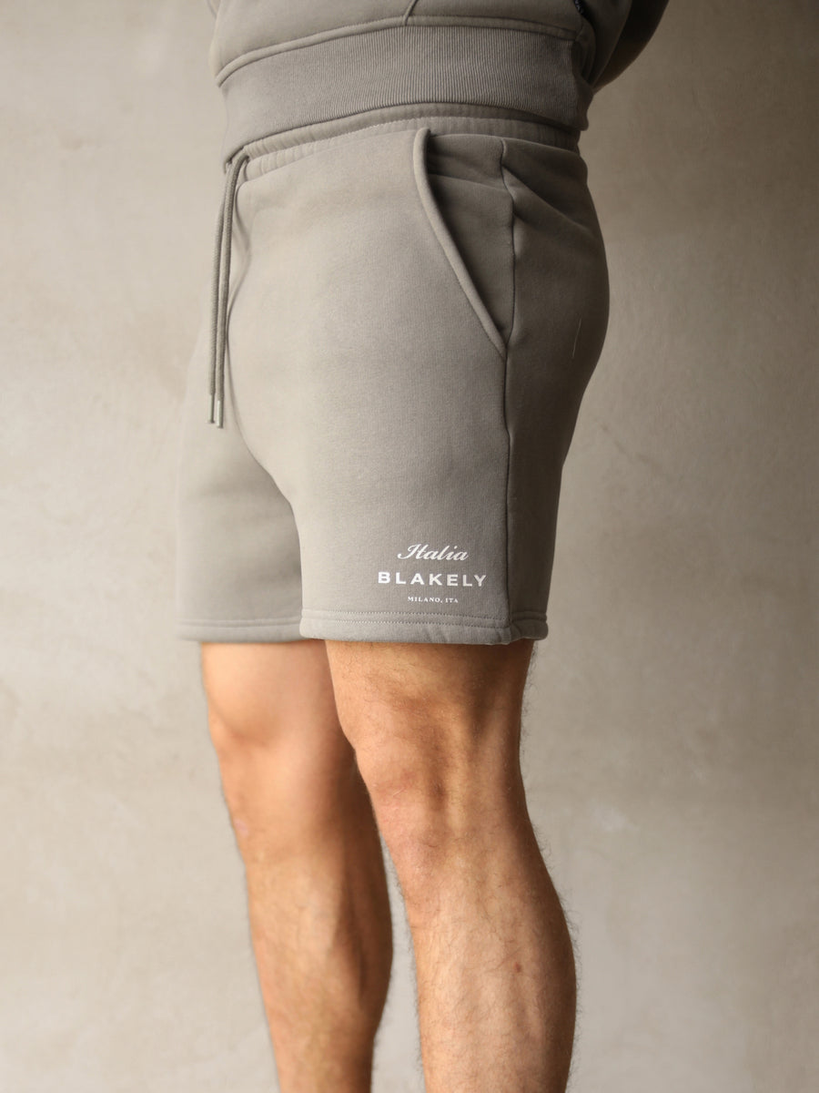 Italia Relaxed Jogger Shorts - Stone Grey