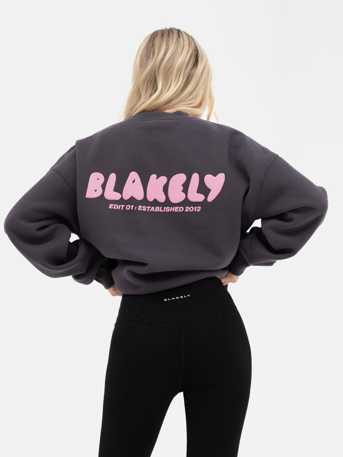 Cloud Print Oversized Jumper - Graphite