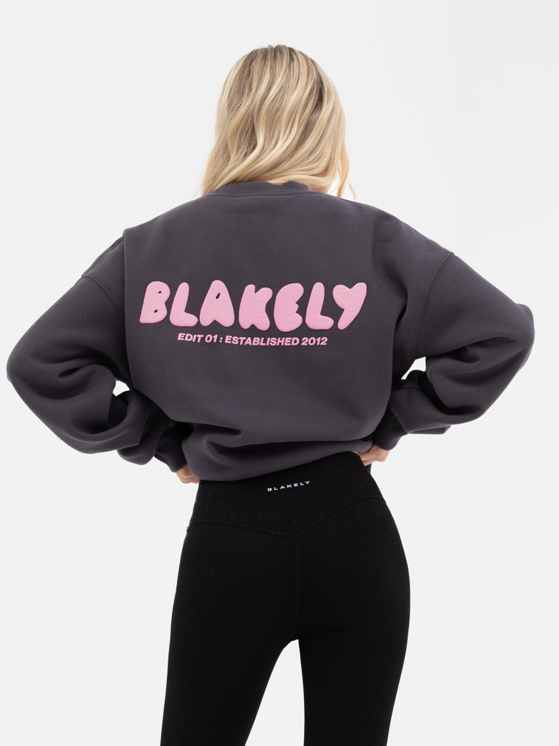 Cloud Print Oversized Jumper - Graphite