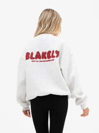 Cloud Print Oversized Jumper - meliertes Weiß & Kirschrot