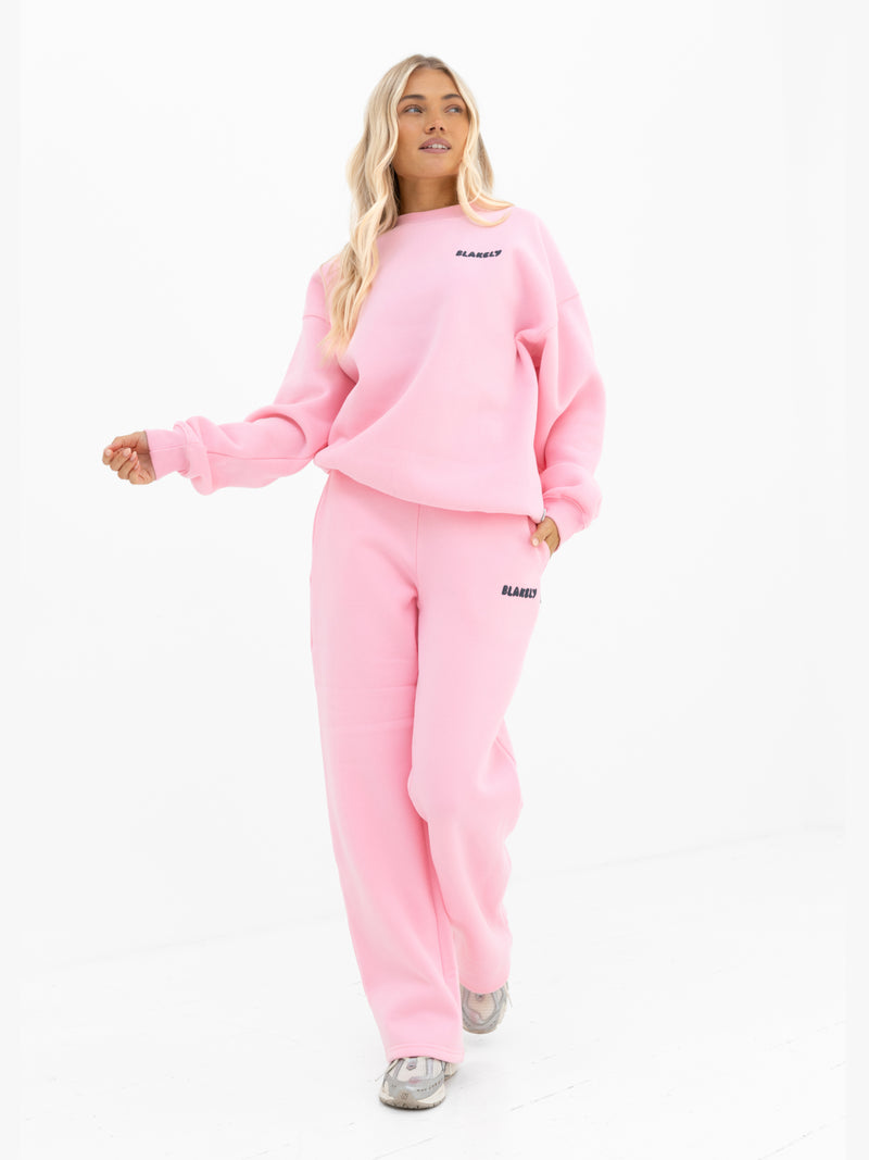 Cloud Print Oversized Jumper - Powder Pink