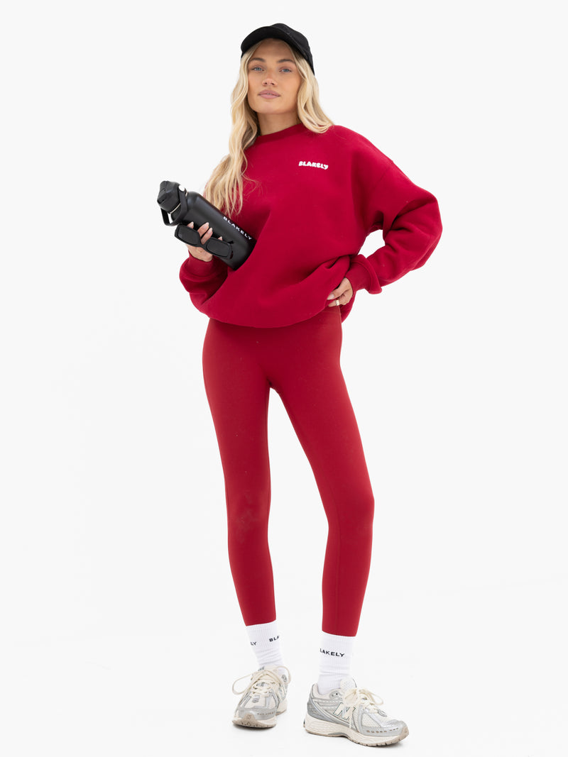 Cloud Print Oversized Jumper - Kirschrot